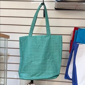 Chic Perforated Tote Bag - Teal